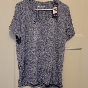 NWT XXL Under Armour Women's Heat Gear Heathered Gray Short Sleeve Tee